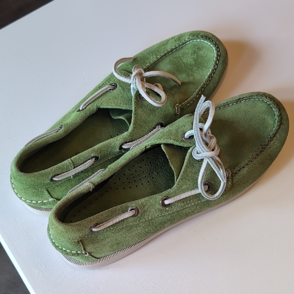 L.L. Bean Green Suede Women's Loafers - Picture 2 of 3